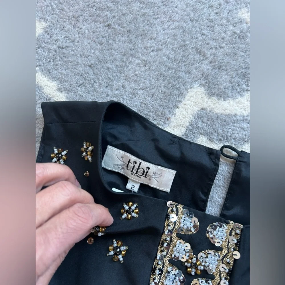 Tibi Size 2 Black Silk Mini Dress - Picture 7 of 7